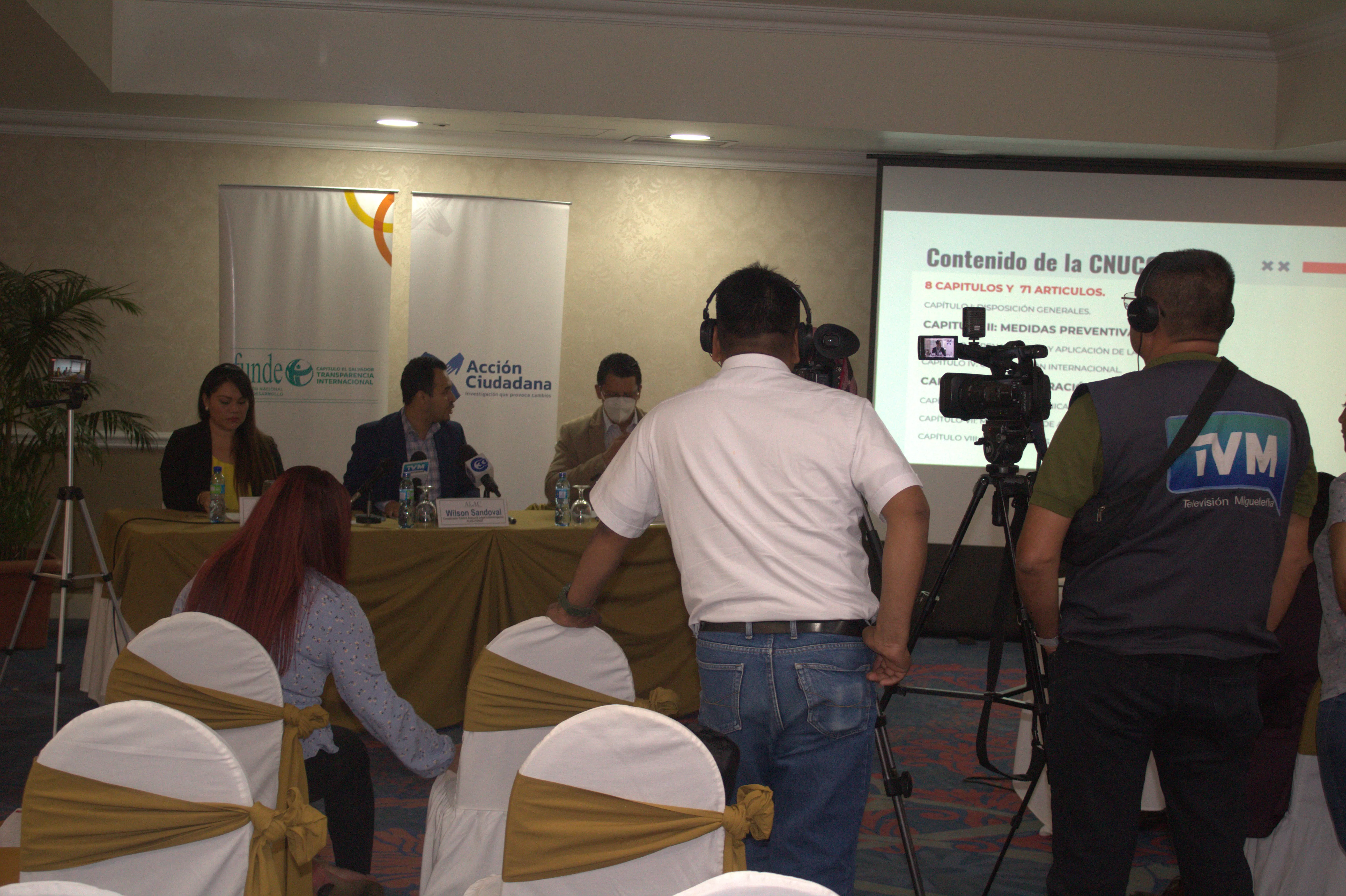 Conferencia de prensa: Situación actual de la Convención de las Naciones Unidas Contra la Corrupción en El Salvador